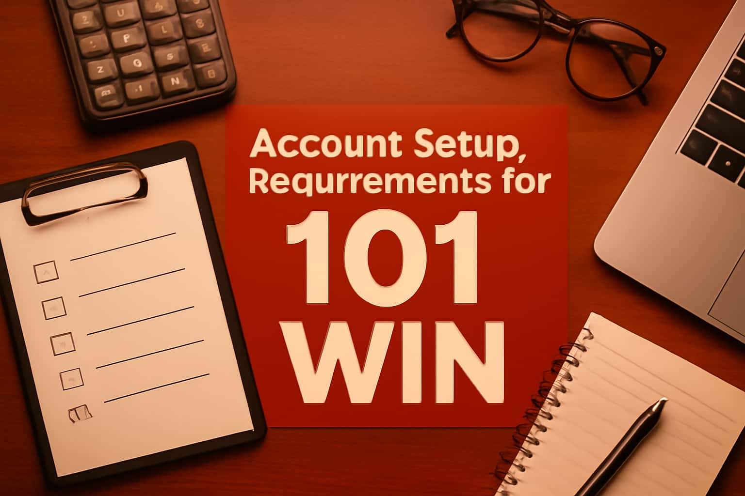 A professional representation of account setup requirements on the 101 Win platform.