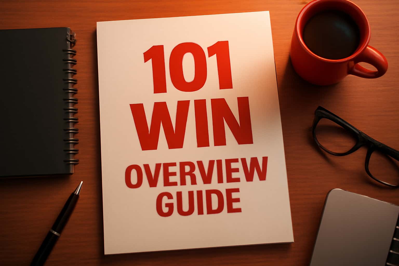 An informational scene depicting the 101 Win Overview Guide.