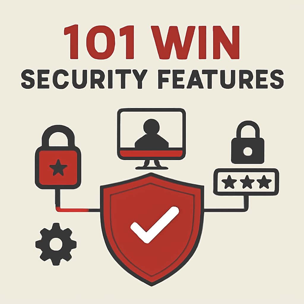 An educational diagram about the various security features of 101 Win.