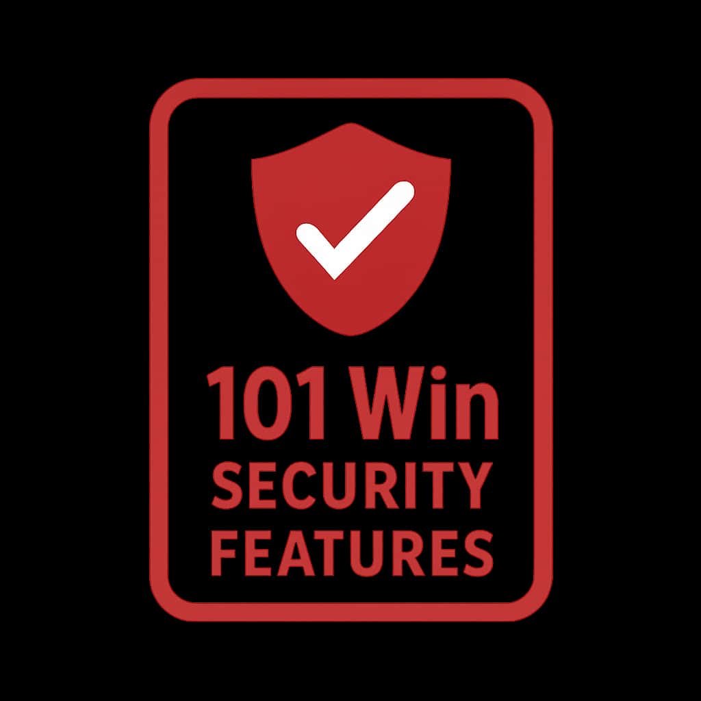 A professional badge representing 101 Win Security Features.