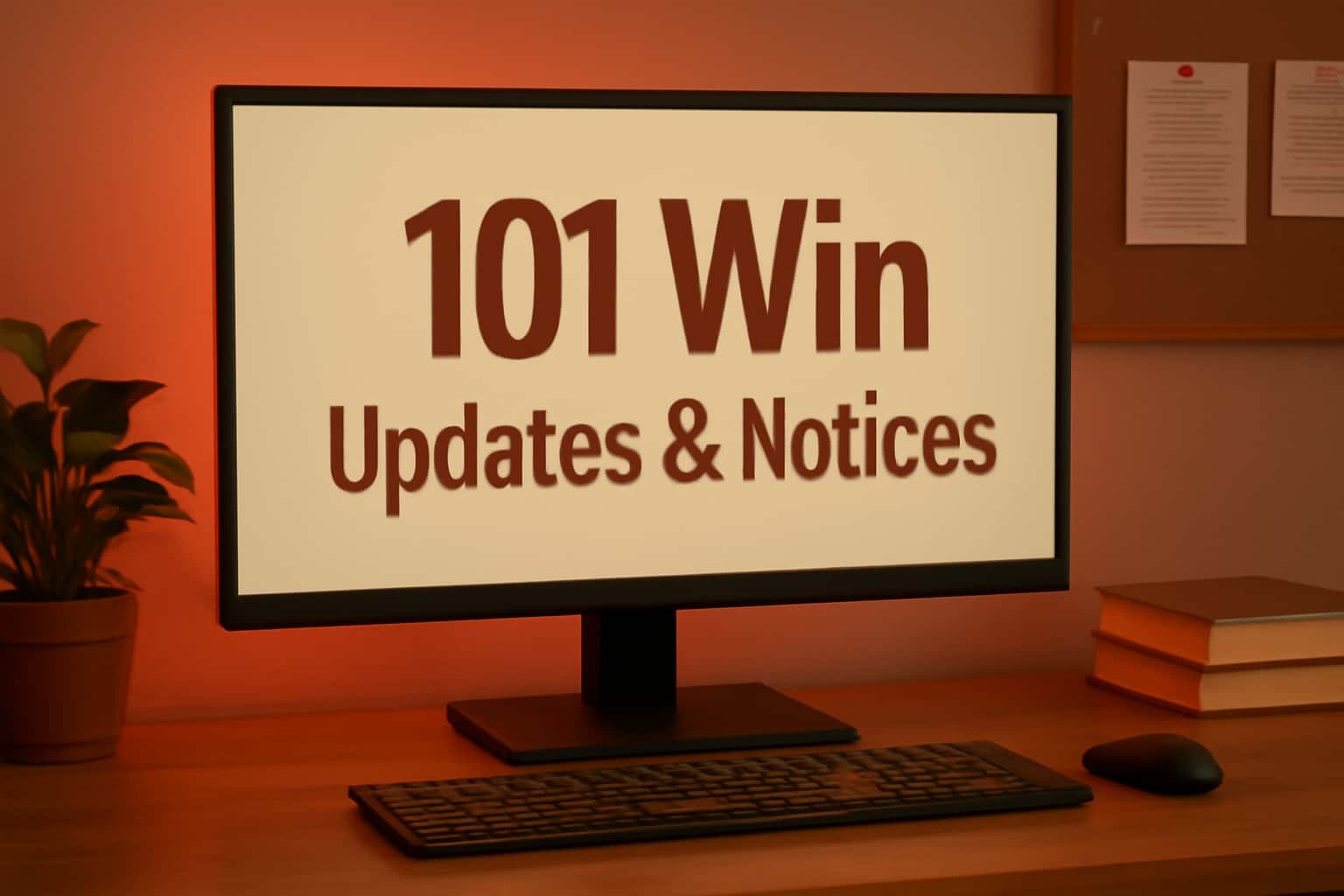 A clean and modern representation of 101 Win updates and notices, highlighting the importance of user information.