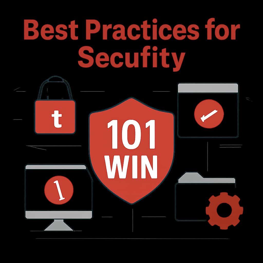 An educational diagram detailing the practices for 101 Win security.