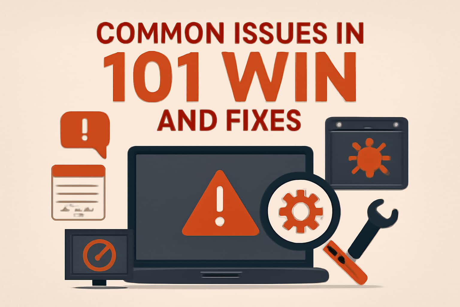 An abstract representation of common issues and fixes related to 101 Win.