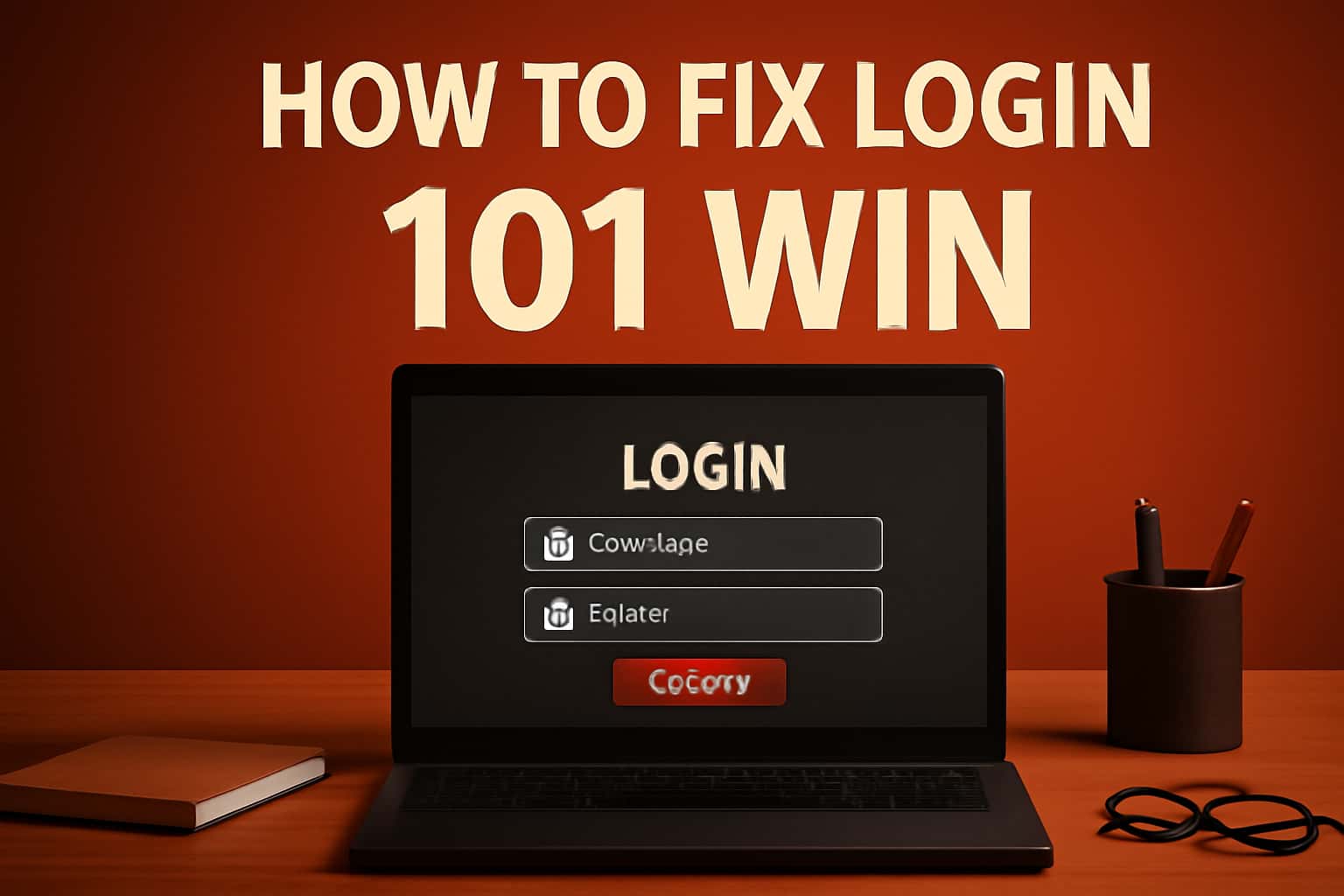 An educational scene illustrating login troubleshooting for 101 Win.