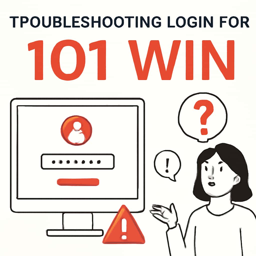 An educational diagram outlining the steps to troubleshoot login issues for 101 Win.